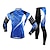 ieftine Seturi de îmbrăcăminte pentru bărbați-FJQXZ Bărbați Manșon Lung Jerseu Cycling cu Mâneci - Albastru Bicicletă Set de Îmbrăcăminte, Rezistent la Vânt, Respirabil, 3D Pad, Keep Warm, Uscare rapidă Plasă Linii / Valuri