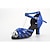 זול נעליים לטיניות-בגדי ריקוד נשים נעליים לטיניות ריקודים סלוניים נעלי סלסה בסיסי סנדלים צבע אחיד עקב רחב אבזם שקד שחור כחול / סטן