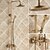 abordables Robinetteries de douche-Système de douche Ensemble - Effet pluie Antique Système de douche Soupape céramique Bath Shower Mixer Taps / Laiton / Mitigeur Trois trous