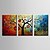 cheap Oil Paintings-Oil Painting Hand Painted - Abstract Modern Canvas / Three Panels / Stretched Canvas