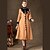 Недорогие Женские пальто и тренчи-женская стиле ретро однобортный темно цветом лук талия была тонкой карман больше разделе шерстяные пальто