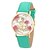 Недорогие Модные часы-цветочным узором PU ремешок женщины одеваются часы (зеленый)