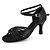 cheap Latin Shoes-Women&#039;s Latin Shoes Leatherette Lace-up Sandal Buckle Customized Heel Customizable Dance Shoes Black and Sliver / Black / Silver
