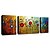 cheap Abstract Paintings-Oil Painting Hand Painted - Abstract Modern Stretched Canvas / Three Panels