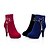 abordables Botas de mujer-Mujer Zapatos Semicuero Primavera Invierno Tacón Stiletto Botines/Hasta el Tobillo Con Para Vestido Negro Rojo Azul