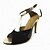 رخيصةأون أحذية لاتيني-للمرأة أحذية رقص فرو ظبي صندل مشبك كعب مخصص مخصص أحذية الرقص ذهبي-أسود