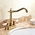 abordables Trous multiples-robinet de lavabo de salle de bain en laiton antique, jeu central mélangeurs robinets de bain à deux trous avec interrupteur chaud et froid
