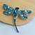 cheap Brooches-Women&#039;s Classic Alloy Gold-tone Turquoise Rhinestone Crystal Dragonfly Brooch Pin