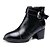 billige Kvindestøvler-Sort / Brun - Tyk hæl - Kvinders Sko - Rund tå / Modestøvler - Syntetisk læder - Formelt - Støvler