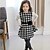 cheap Dresses-Girls&#039; Long Sleeve Houndstooth 3D Printed Graphic Dresses Dress Spring Fall Winter