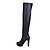 cheap Women&#039;s Boots-Women&#039;s Shoes Leatherette Spring Winter Chunky Heel Over The Knee Boots With For Dress Black White Brown