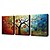voordelige Olieverfschilderijen-Hang-geschilderd olieverfschilderij Handgeschilderde - Abstract Modern Kangas / Drie panelen / Uitgerekt canvas