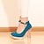 baratos Sapatos de Salto Alto de mulher-FemininoArrendondado-Salto Agulha-Preto / Azul / Vermelho-Courino-Social