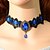 cheap Necklaces-Women&#039;s Sapphire Synthetic Sapphire Choker Necklace Collar Necklace Ladies Tattoo Style European Synthetic Gemstones Crystal Lace Blue Necklace Jewelry For Party Wedding Daily / Statement Necklace