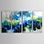levne Abstraktní malby-Ručně malované Abstraktní / Abstraktní krajinka Čtyři panely Plátno Hang-malované olejomalba For Home dekorace