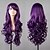 Недорогие Парик из искусственных волос без шапочки-основы-женские новые длинные вьющиеся темно-фиолетовый косплей аниме парики волос