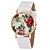 voordelige Dameshorloges-De onitime vrouwen bloempatroon pu band quartz horloge (wit)