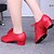olcso Báli cipők és modern tánccipők-Női Modern cipők Magassarkúk Alacsony Bőrutánzat Fűző Lyukacsos Fekete / Piros / EU39