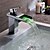 preiswerte Waschbeckenarmaturen-Moderne Mittellage Wasserfall LED Keramisches Ventil Einhand Ein Loch Chrom, Waschbecken Wasserhahn