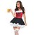 billiga Oktoberfest-Halloween Oktoberfest Dirndl Trachtenkleider Dam Klänning Krage Bavarian Kostym Svart / röd