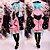 billige Anime-kostumer-Inspireret af Vokaloid Hatsune Miku Anime Cosplay Kostumer Japansk Cosplay Kostumer Kimono Patchwork Langærmet Nederdel Hovedstykke Ærmer Til Dame / Kimono Frakke / Bælte / Sløjfe / Bælte / Sløjfe