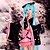 preiswerte Anime-Kostüme-Inspiriert von Vocaloid Hatsune Miku Anime Cosplay Kostüme Japanisch Cosplay Kostüme Kimonoo Patchwork Langarm Rock Kopfbedeckung Ärmel Für Damen / Kimono Jacke / Gürtel / Schleife / Gürtel