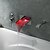 Недорогие Смесители для ванны-Современный Водопад Ручная лейка входит в комплект LED Керамический клапан Три отверстия Одной ручкой три отверстия Хром, Смеситель для