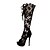 cheap Women&#039;s Boots-Women&#039;s Spring Summer Fall Platform Leatherette Casual Stiletto Heel Platform Zipper Lace-up Hollow-out Black Red