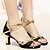 cheap Latin Shoes-Women&#039;s Latin Satin Sandals Buckle Cuban Heel Black and Sliver Black and Gold 2&quot; - 2 3/4&quot; Non Customizable