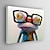 cheap Animal Paintings-Oil Painting Canvas Wall Art Decoration Cute Frog With Glasses for Home Decor Frameless or Framed Painting Artwork for Living Room Kids Room Decor