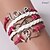 cheap Bracelets-European Heart 18cm Women‘s Rose Leather Wrap Bracelet(Random Color) Christmas Gifts