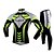 cheap Men&#039;s Clothing Sets-FJQXZ Men&#039;s Long Sleeve Cycling Jersey with Tights Green Stripes Bike Tights Clothing Suit Breathable 3D Pad Quick Dry Ultraviolet Resistant Sports Polyester Mesh Stripes Mountain Bike MTB Road Bike