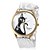 preiswerte Damenuhren-Damen Uhr Modeuhr Armbanduhr Quartz Gestepptes PU - Kunstleder Silber Schlussverkauf Analog damas Charme Schwarz Gold