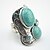 cheap Rings-Toonykelly Vintage Antique Silver Plated Oval Turquoise CCB Adjustable Elastic Ring(1pcs)