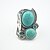 cheap Rings-Toonykelly Vintage Antique Silver Plated Oval Turquoise CCB Adjustable Elastic Ring(1pcs)