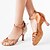 cheap Latin Shoes-Women&#039;s Latin Shoes Ballroom Shoes Line Dance Sandal Rhinestone Flared Heel Brown Buckle Glitter Crystal Sequined Jeweled / Suede / Satin / EU39