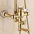 cheap Shower Faucets-Shower Faucet Set - Handshower Included Rain Shower Traditional Ti-PVD Shower System Ceramic Valve Bath Shower Mixer Taps / Brass / Single Handle Three Holes