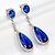 voordelige Oorbellen-lange druppelvormige blauwe saffier bengelen oorbellen voor vrouwen