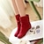 cheap Women&#039;s Boots-Women&#039;s Leatherette Spring Fall Winter Dress Low Heel Black Red Blue 1in-1 3/4in