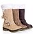 baratos Botas de mulher-Mulheres Sapatos Courino Primavera / Inverno Salto Baixo 35.56-40.64 cm / Botas Cano Médio Laço Camel / Marrom / Bege