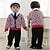 Недорогие Комплекты-Дети (1-4 лет) Мальчики Набор одежды Длинный рукав Шахматка Красный Дети Верхушки Осень Весна Обычный