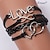 preiswerte Armband-Damen Wickelarmbänder Lederarmbänder Mehrlagig Monogramm Gedreht Liebe Anker Unendlichkeit Personalisiert Einzigartiges Design Modisch Inspirationen Erste Schmuck Leder Armband Schmuck Schwarz Für