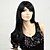 cheap Synthetic Trendy Wigs-Long Natural Black Wavy Synthetic Wigs with Side Bang