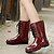 cheap Women&#039;s Boots-Women&#039;s Spring Fall Winter Rain Boots Latex Casual Chunky Heel Lace-up Black Beige Burgundy