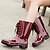 cheap Women&#039;s Boots-Women&#039;s Spring Fall Winter Rain Boots Latex Casual Chunky Heel Lace-up Black Beige Burgundy