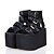 tanie Obuwie w stylu Lolita-Handmade PU Leather Wedge Sandals 10cm Lolita Punk z klamrami