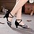 זול נעליים לטיניות-בגדי ריקוד נשים נעליים לטיניות ריקודים סלוניים סנדלים תחרה תפורה עקב קובני שחור אדום כסף אבזם / סוויד / עור / עור / EU40
