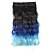 cheap Clip in Extensions-18 inch women clip body wavy black blue gradient hairpieces synthetic extensions