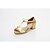 abordables Zapatos de baile latino-Mujer Niños Latino Salón Brillantina Sandalia Hebilla Tacón Bajo Plata Oro 1 &quot;- 1 3/4&quot; No Personalizables