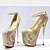 cheap Women&#039;s Heels-Women&#039;s Spring / Fall Heels / Platform / Round Toe Leatherette Party &amp; Evening Stiletto Heel Crystal Gold